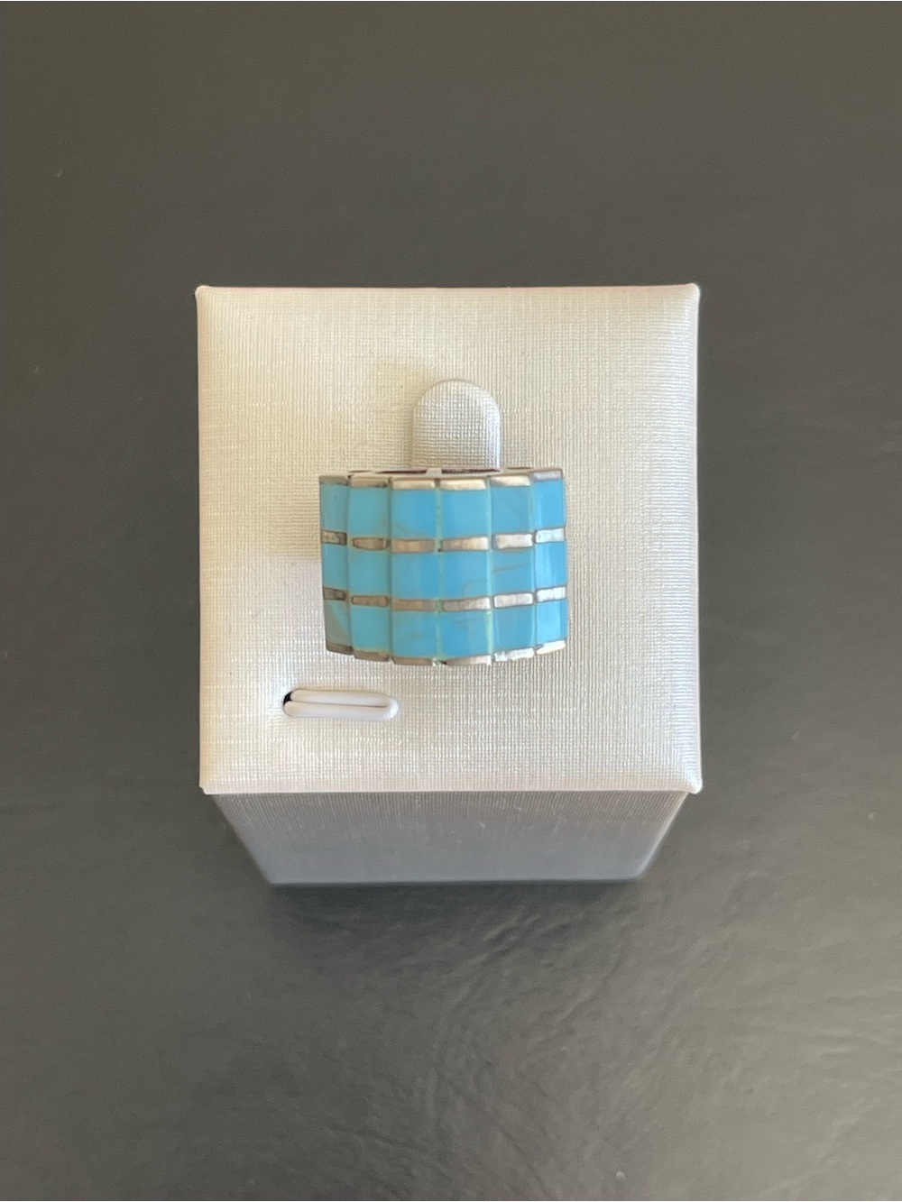 Genuine Turquoise Inlay 925 Sterling silver Statement Ring.